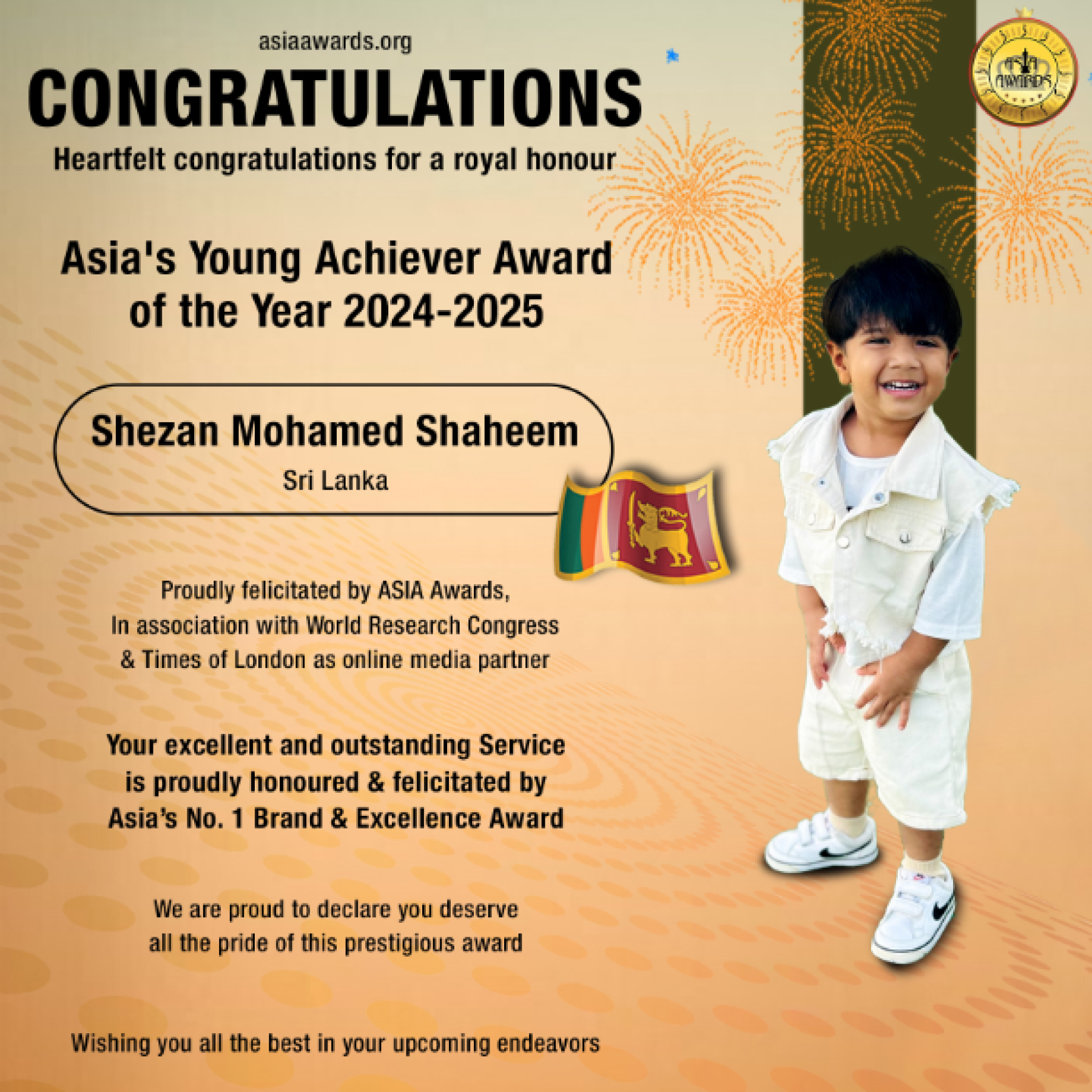 Shezan Mohamed Shaheem has bagged Asia's Young Achiever Award