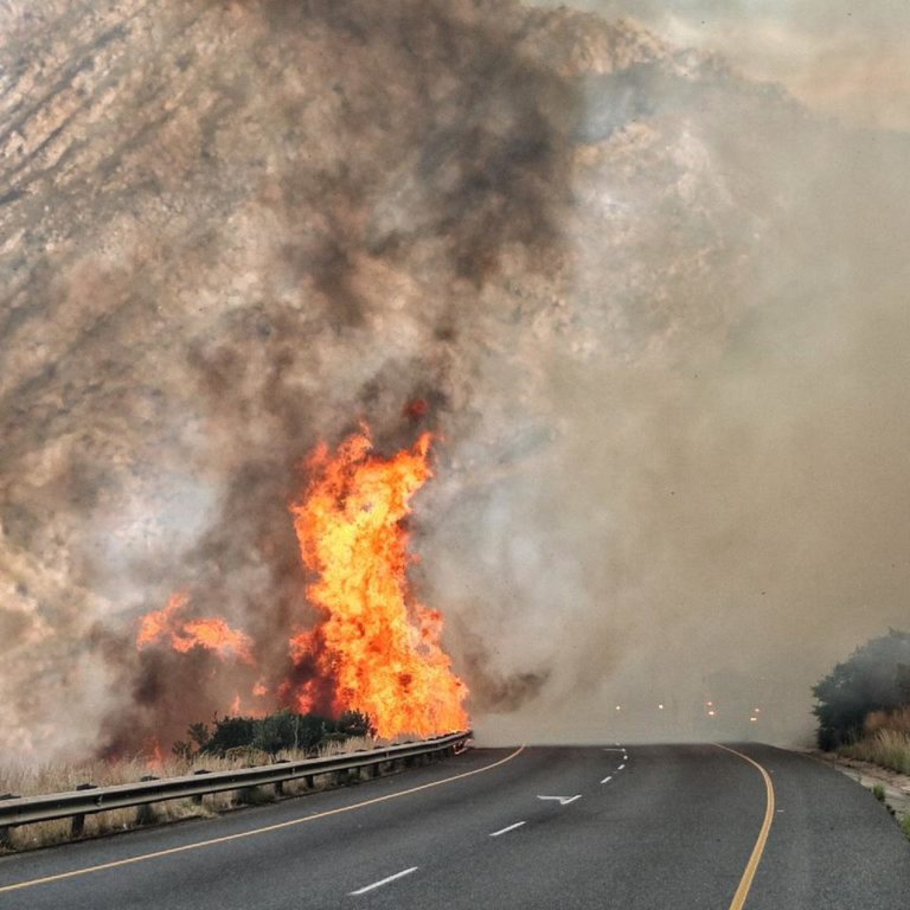 Look Fire crew attending to raging fire on Michells Pass Ceres