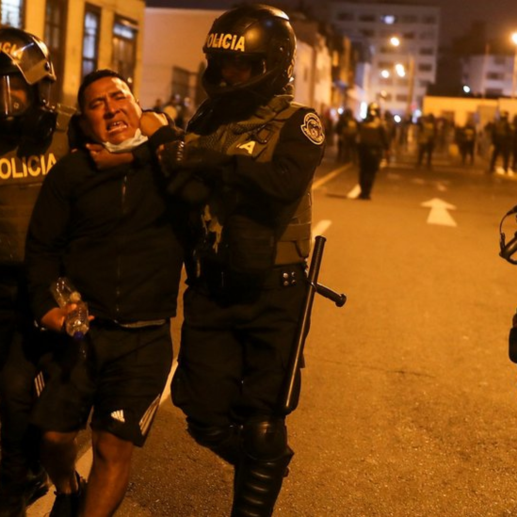 Police cracked down on protesters in Lima on Sunday