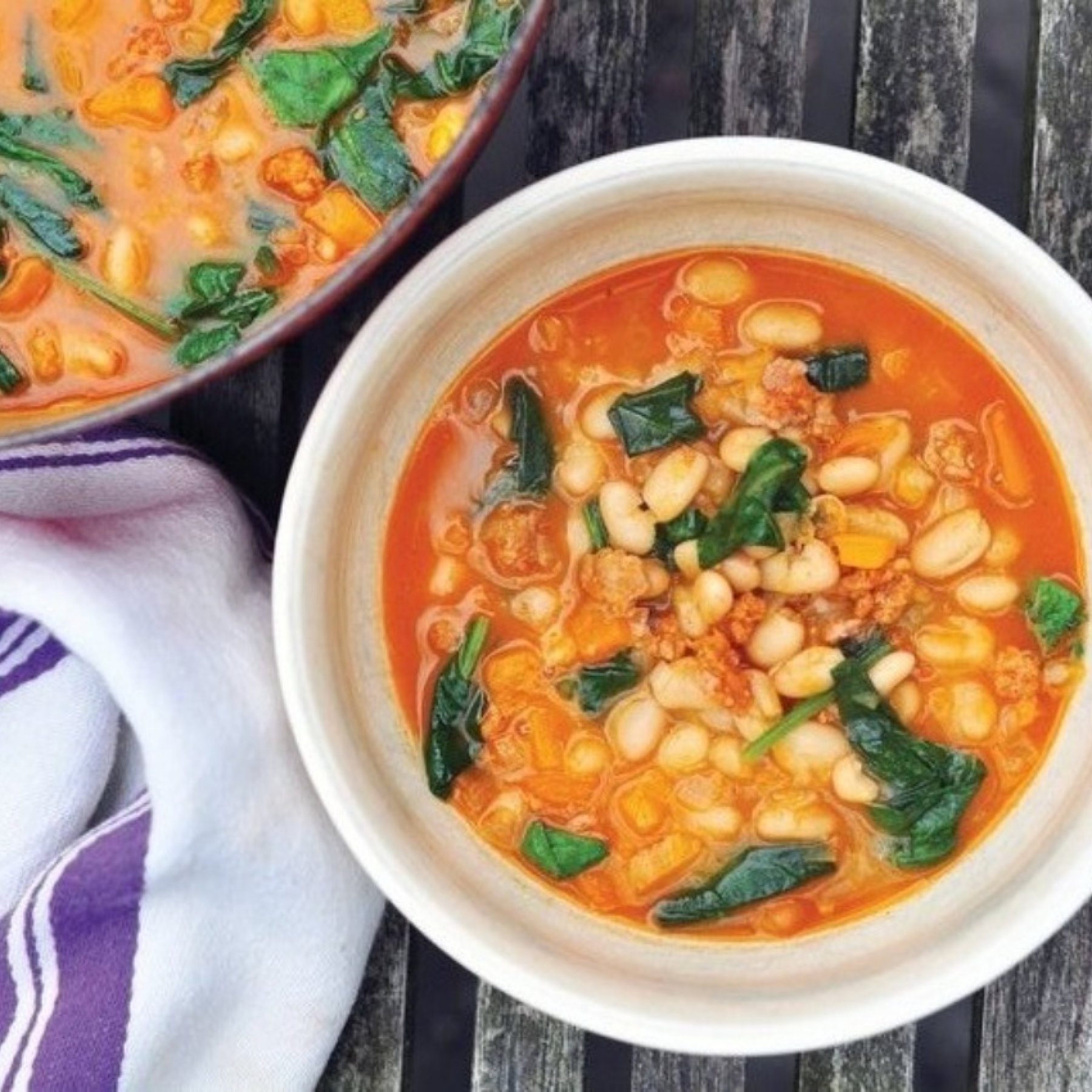 Fast White Bean Chorizo and Hearty Greens Stew