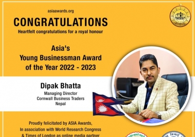 Dipak Bhatta has bagged Asia's Young Businessman Award
