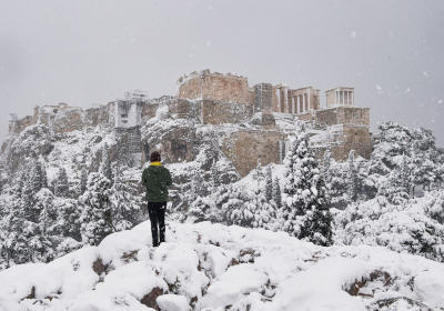Snowstorm blankets eastern Mediterranean closing airports schools and vaccination centres Greece