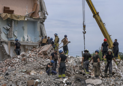 At least 15 were killed and others are trapped after a Russian strike in Ukraine