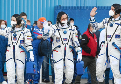 Russian Actors Blast Off to Attempt a World First: A Movie in Space