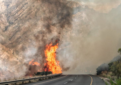 Look Fire crew attending to raging fire on Michells Pass Ceres