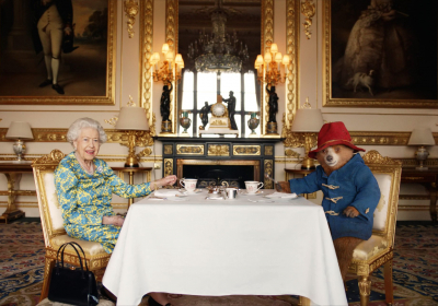 Paddington Bear joins Queen Elizabeth II for tea at Buckingham Palace