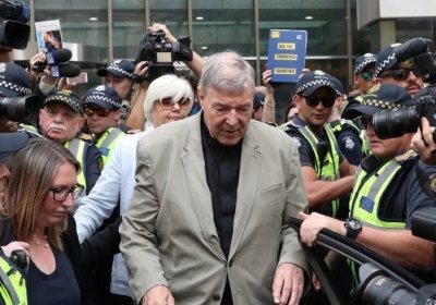 Cardinal Pell pictured outside court in 2019