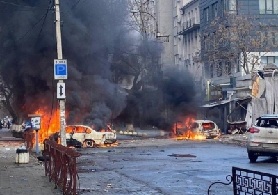 This image shows the aftermath of one of many strikes which hit Kherson on 24 December