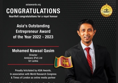 Mohamed Nawaal Qasim has bagged Asia's Outstanding Entrepreneur Award